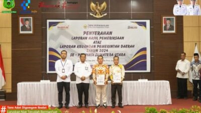 Bupati PMA : Menyerahkan LHP atas Laporan Keuangan Pemerintah Daerah Kabupaten Padang Lawas Tahun Anggaran 2024