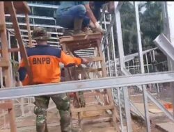 Pondasi Rangka Mulai Terpasang, Progres Pembangunan Hunian Sementara di Sumbar Makin Terlihat